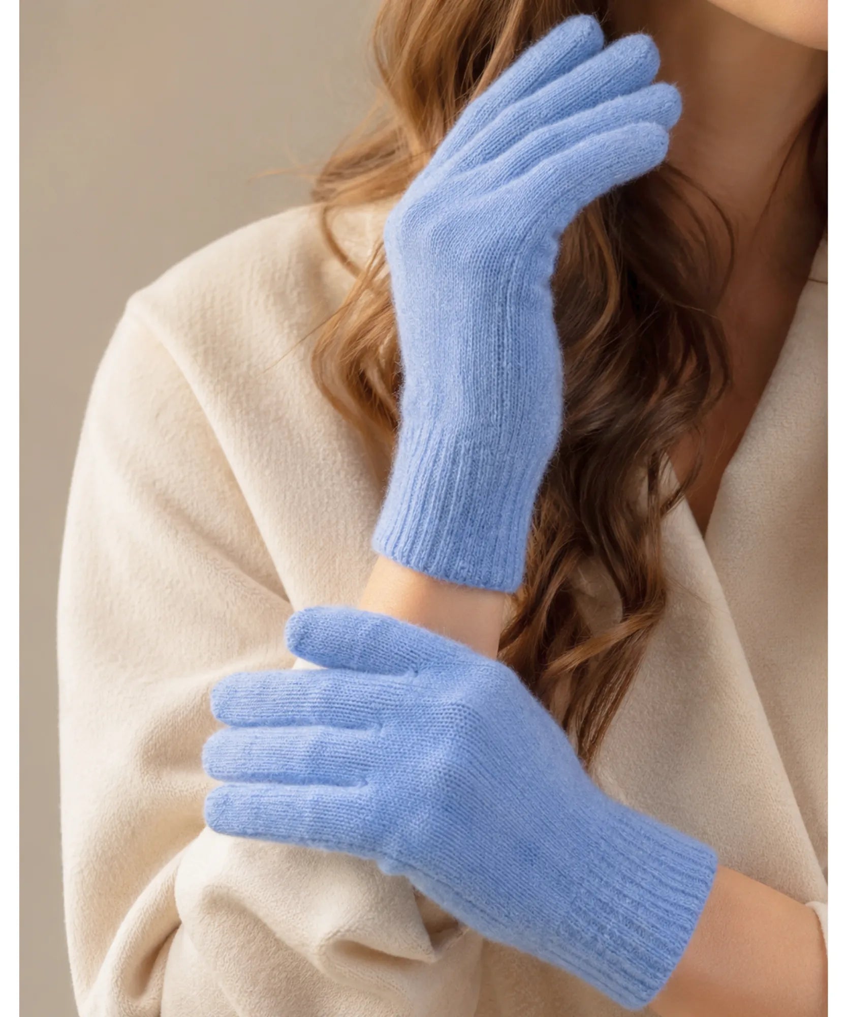 Comprar luva de frio feminina tricot felpuda elastano inverno macia elegante várias cores barata em promoção ANELLIMN
