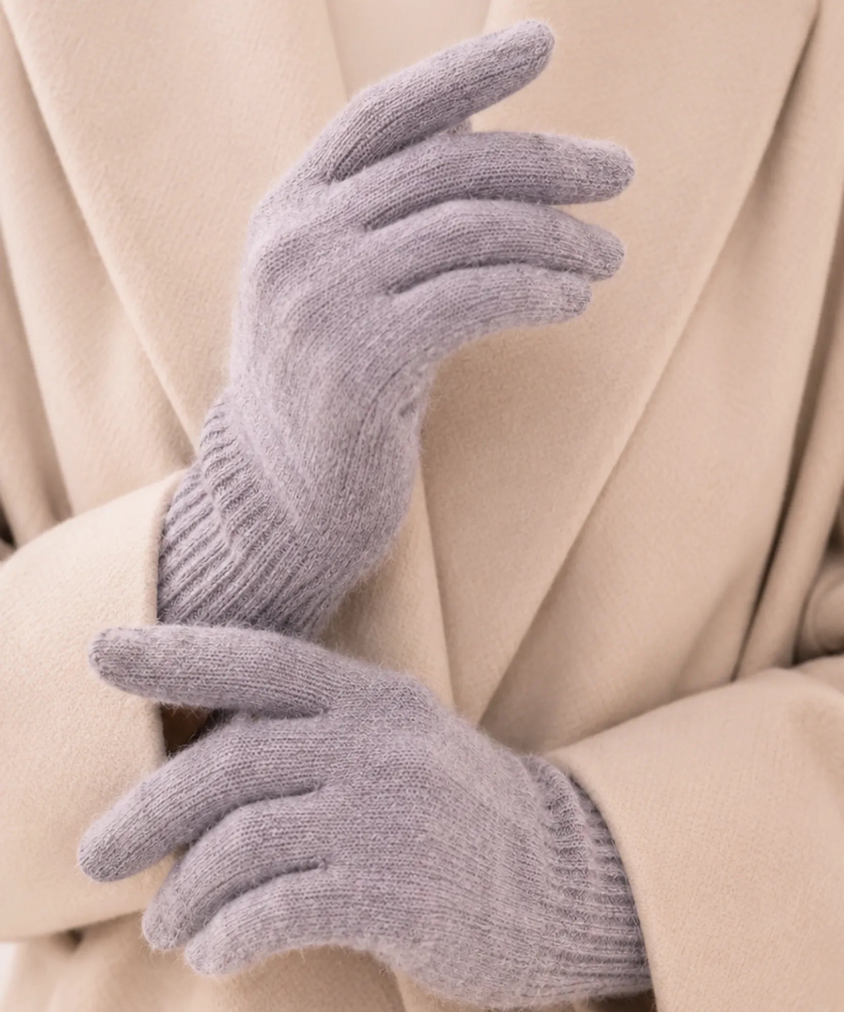Comprar luva de frio feminina tricot felpuda elastano inverno macia elegante várias cores barata em promoção ANELLIMN