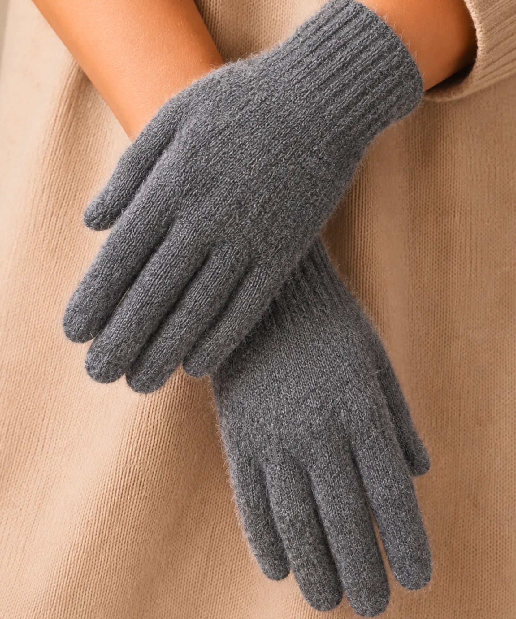 Comprar luva de frio feminina tricot felpuda elastano inverno macia elegante várias cores barata em promoção ANELLIMN