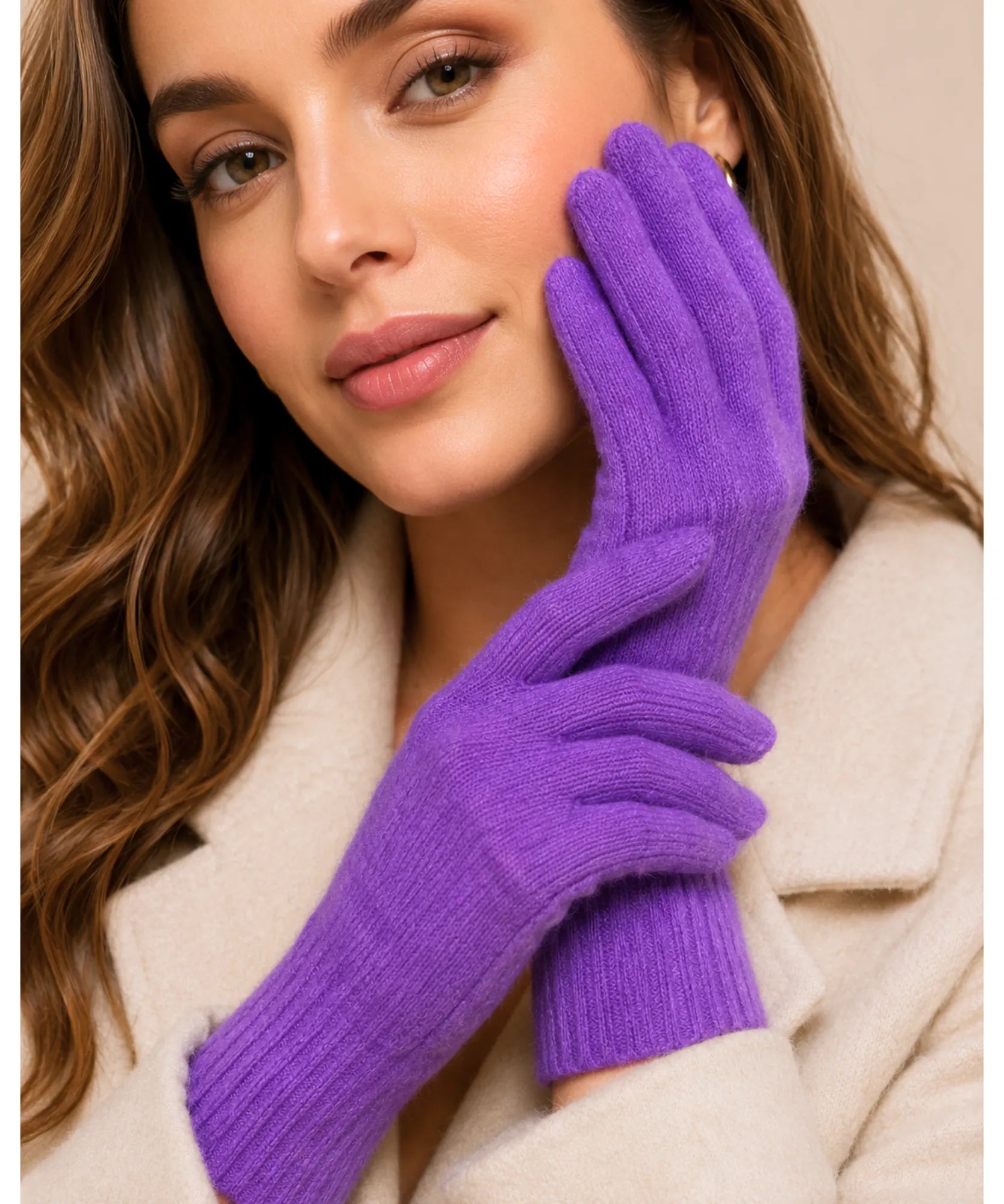 Comprar luva de frio feminina tricot felpuda elastano inverno macia elegante várias cores barata em promoção ANELLIMN