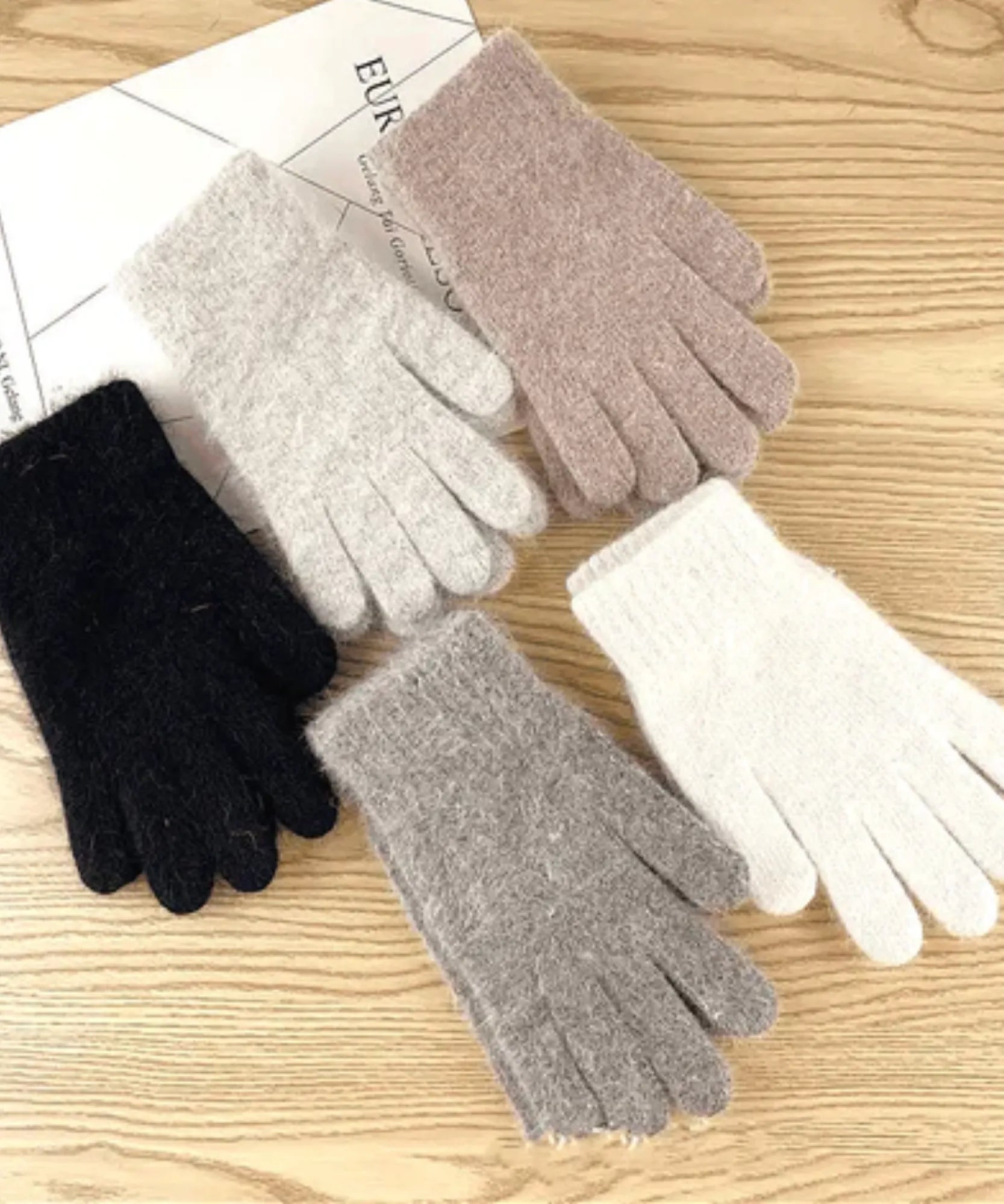 Comprar luva de frio feminina tricot felpuda elastano inverno macia elegante várias cores barata em promoção ANELLIMN