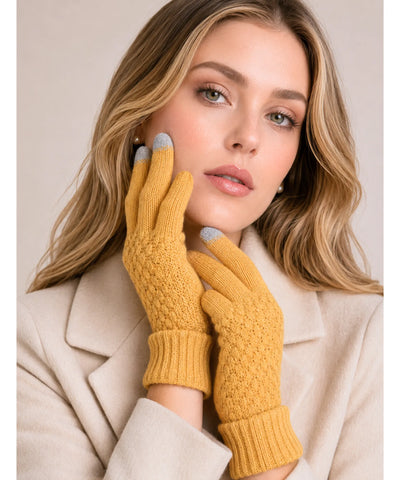 Comprar luva de frio tricotada touchscreen punho canelado forro felpudo textura relevo inverno  ANELLIMN