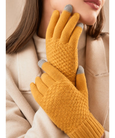 Comprar luva de frio tricotada touchscreen punho canelado forro felpudo textura relevo inverno  ANELLIMN