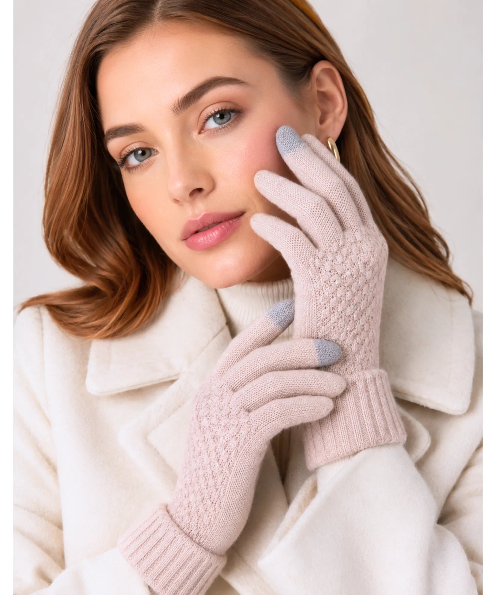 Comprar luva de frio tricotada touchscreen punho canelado forro felpudo textura relevo inverno  ANELLIMN