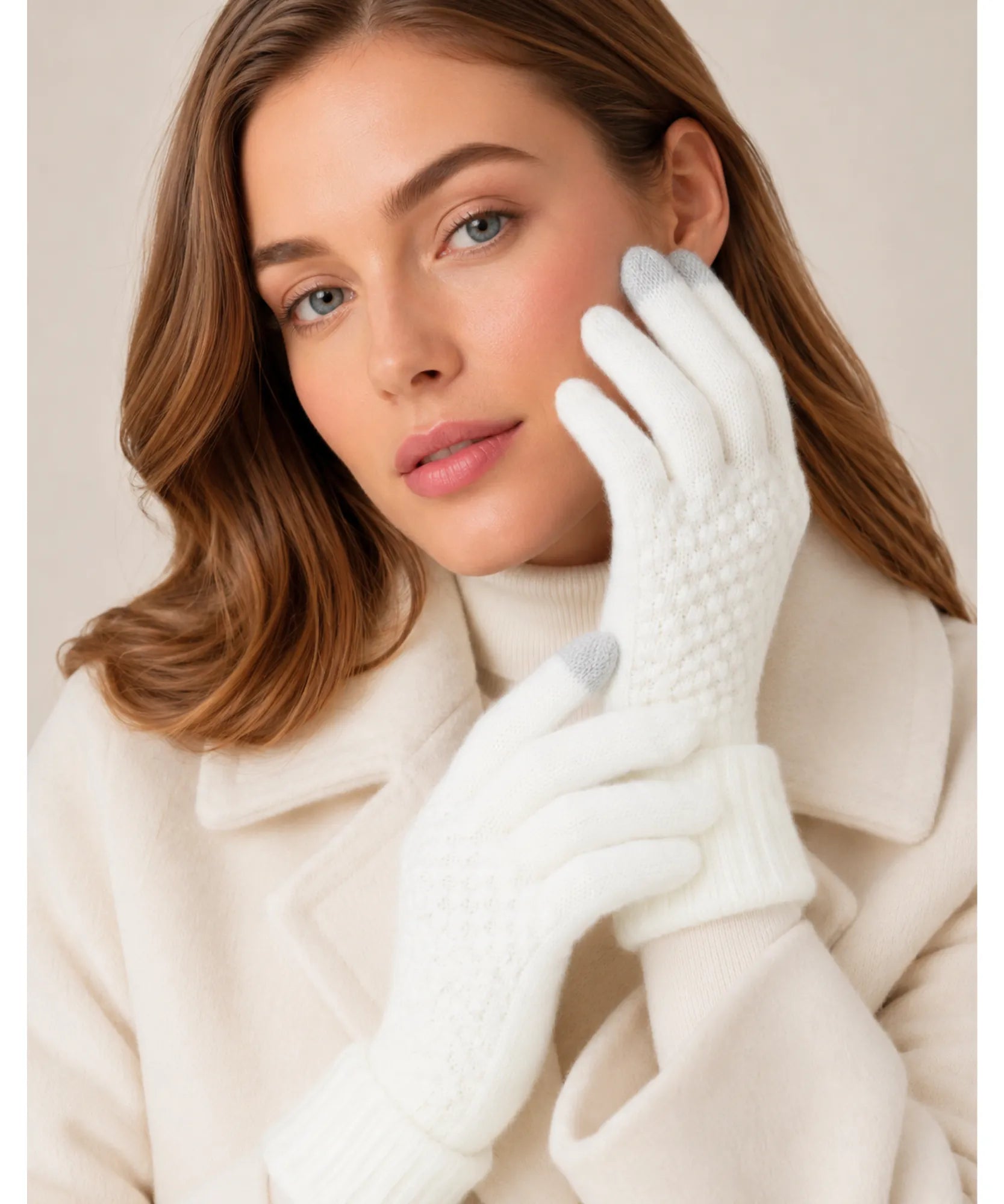 Comprar luva de frio tricotada touchscreen punho canelado forro felpudo textura relevo inverno  ANELLIMN