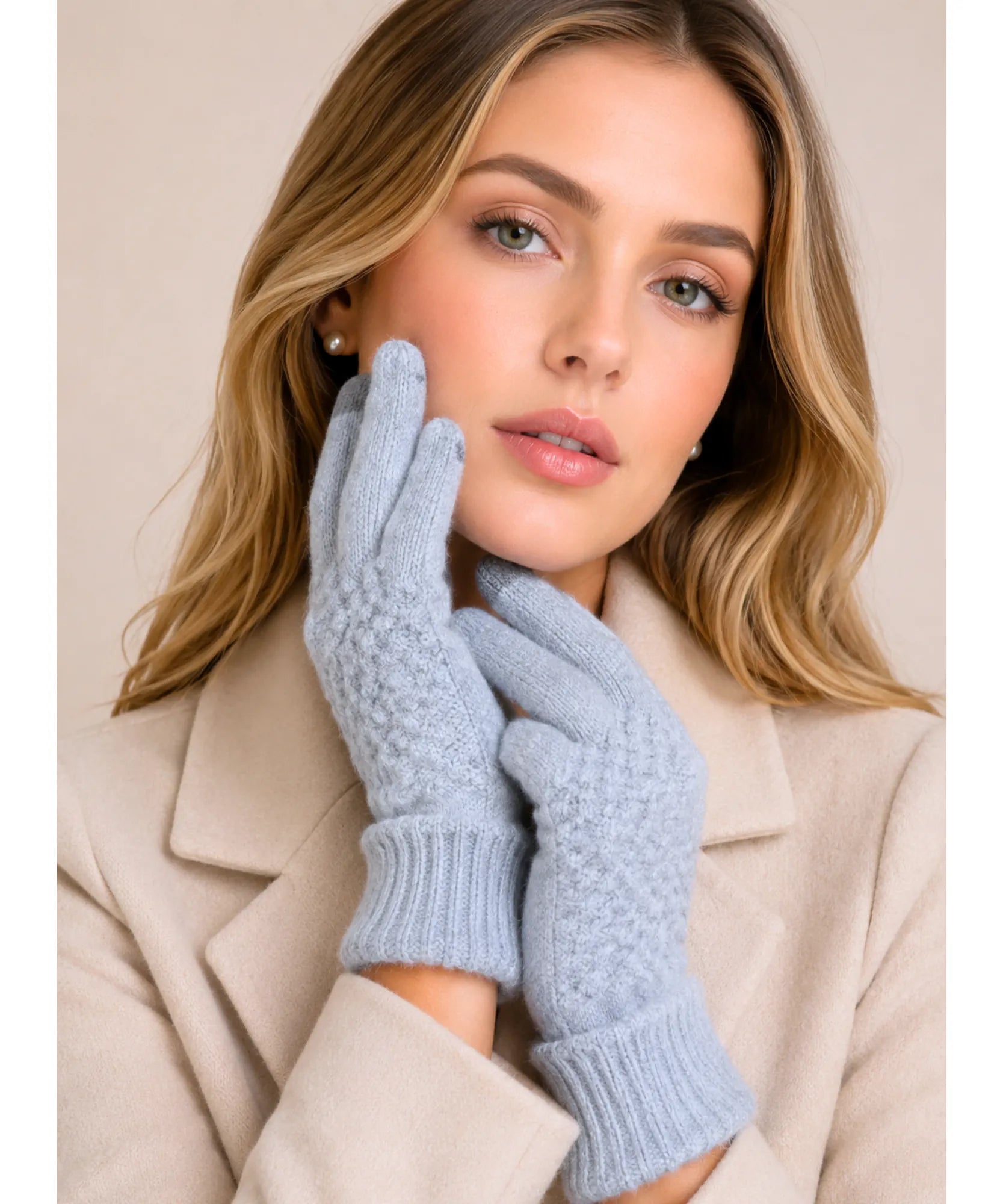 Comprar luva de frio tricotada touchscreen punho canelado forro felpudo textura relevo inverno  ANELLIMN