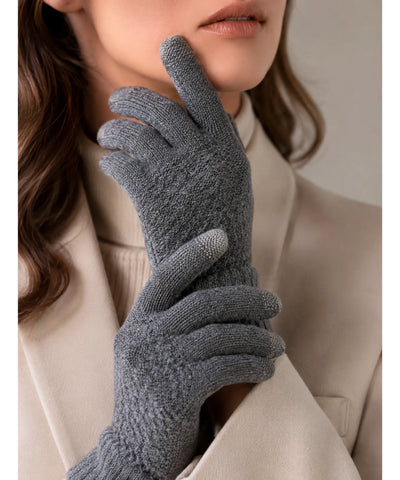 Comprar luva de frio tricotada touchscreen punho canelado forro felpudo textura relevo inverno  ANELLIMN