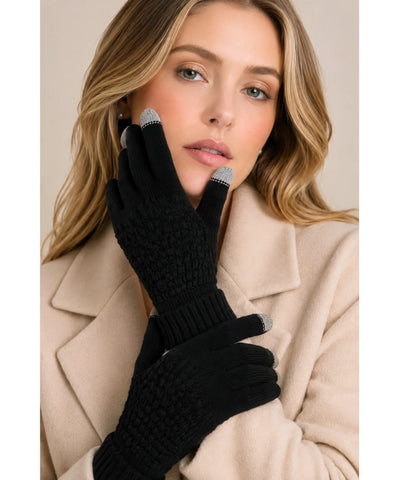 Comprar luva de frio tricotada touchscreen punho canelado forro felpudo textura relevo inverno  ANELLIMN