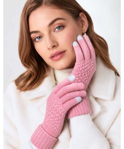 Comprar luva de frio tricotada touchscreen punho canelado forro felpudo textura relevo inverno  ANELLIMN