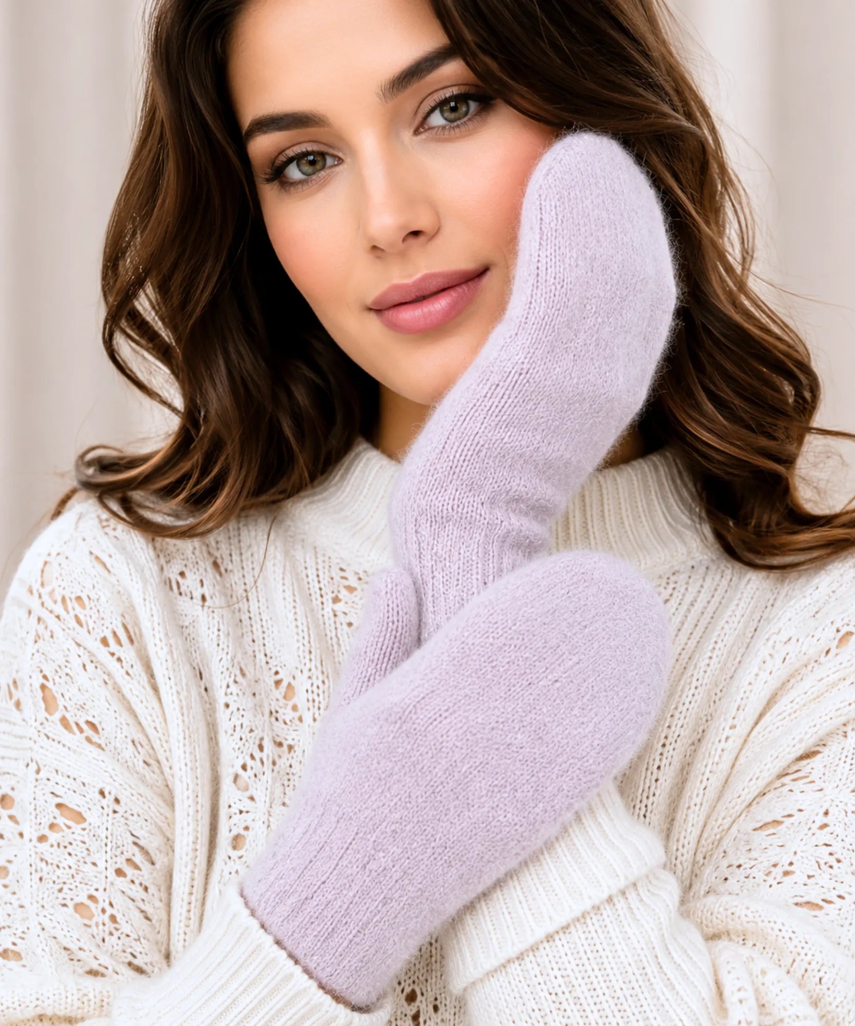 Comprar luva tricotada feminina fechada lã punho duplo reforçado luva de frio inverno promoção ANELLIMN
