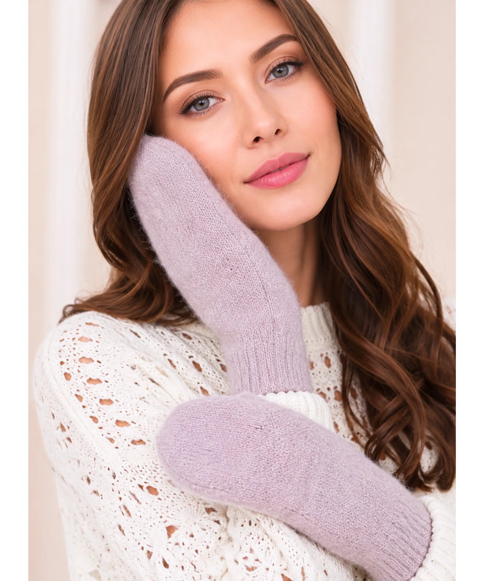 Comprar luva tricotada feminina fechada lã punho duplo reforçado luva de frio inverno promoção ANELLIMN