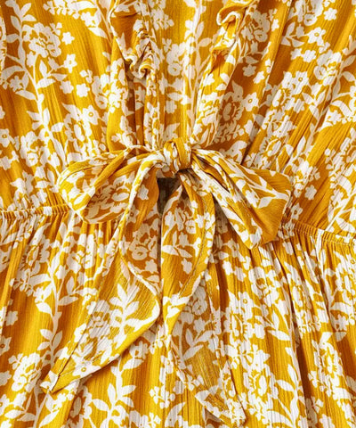 Macacão Feminino Longo Estampado Floral Amarração Boho | Bili