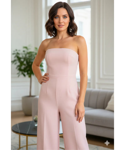 Macacão Feminino Longo Rosa Tomara Que Caia Elegante | Manu