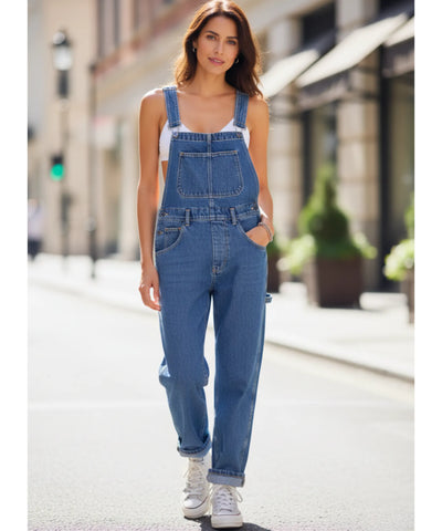 Comprar macacão jeans feminino jardineira azul casual urbano streetwear barato oferta ZARA