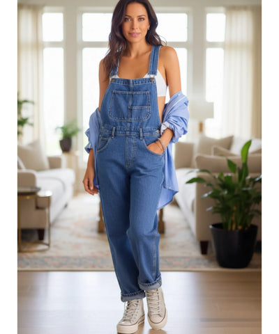 Comprar macacão jeans feminino jardineira azul casual urbano streetwear barato oferta ZARA