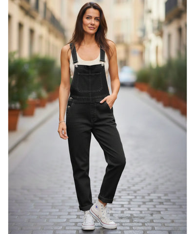 Macacão Jeans Feminino Jardineira Com Bolsos Casual | Jaque