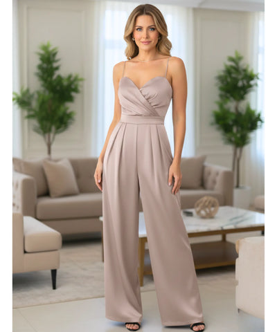 Macacão Longo Feminino Alfaiataria Alças Finas Elegante | Perla