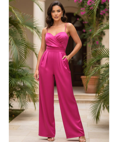 Macacão Longo Feminino Alfaiataria Alças Finas Elegante | Perla