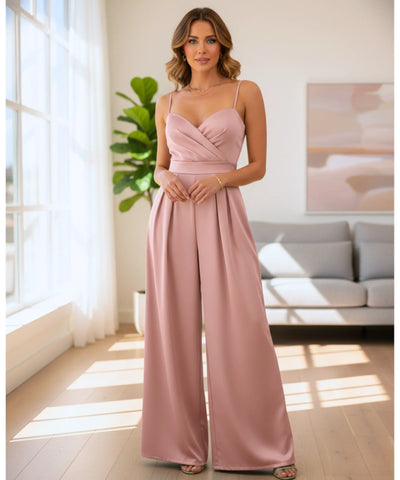 Macacão Longo Feminino Alfaiataria Alças Finas Elegante | Perla