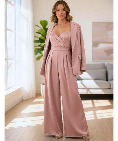 Macacão Longo Feminino Alfaiataria Alças Finas Elegante | Perla