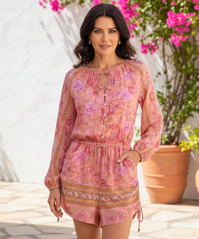 Macaquinho Feminino Estampado Floral Manga Longa Casual | Lolo