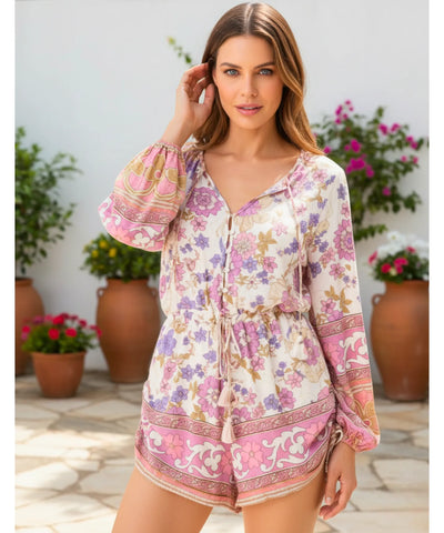 Macaquinho Feminino Estampado Floral Manga Longa Casual | Lolo