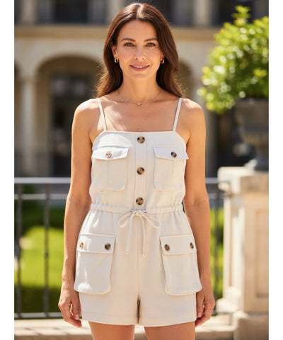 Comprar macaquinho feminino linho bolsos frontais alças ajustáveis verão em promoção ZARA

