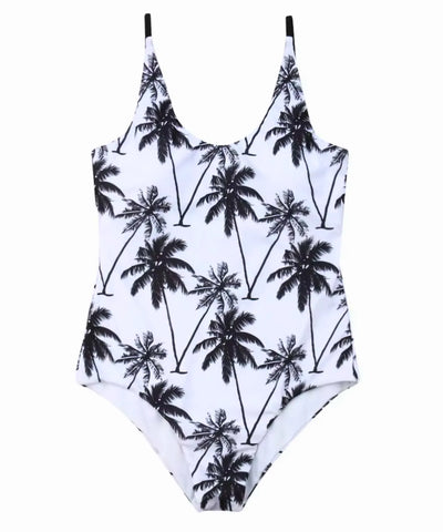 Comprar maiô feminino mãe e filha com bojo estampa coqueiros e shorts masculino pai filho praia piscina barato ou em promoção ANELLIMN
