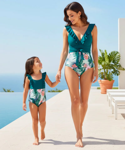 Maiô Mãe e Filha Azul com Shorts Pai e Filho Praia | Leme