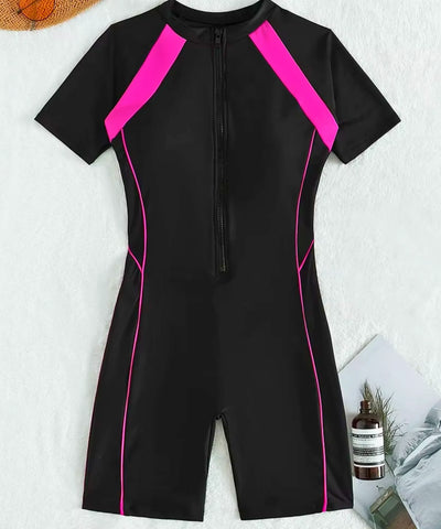 Maiô Natação Feminino Shorts com Zíper Frontal Surf | Deni