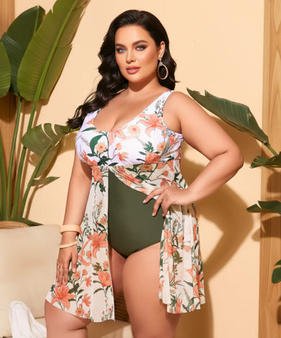 Comprar maiô plus size estampado floral modelador com bojo tecido premium praia piscina natação barato promoção ANELLIMN

