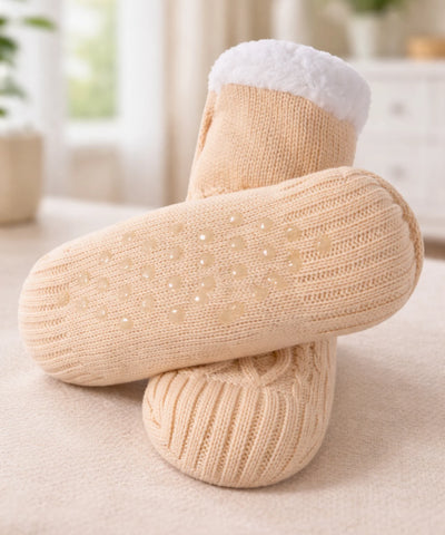  Comprar meia antiderrapante feminina tricot forro pelúcia térmica grossa inverno barato ANELLIMN 