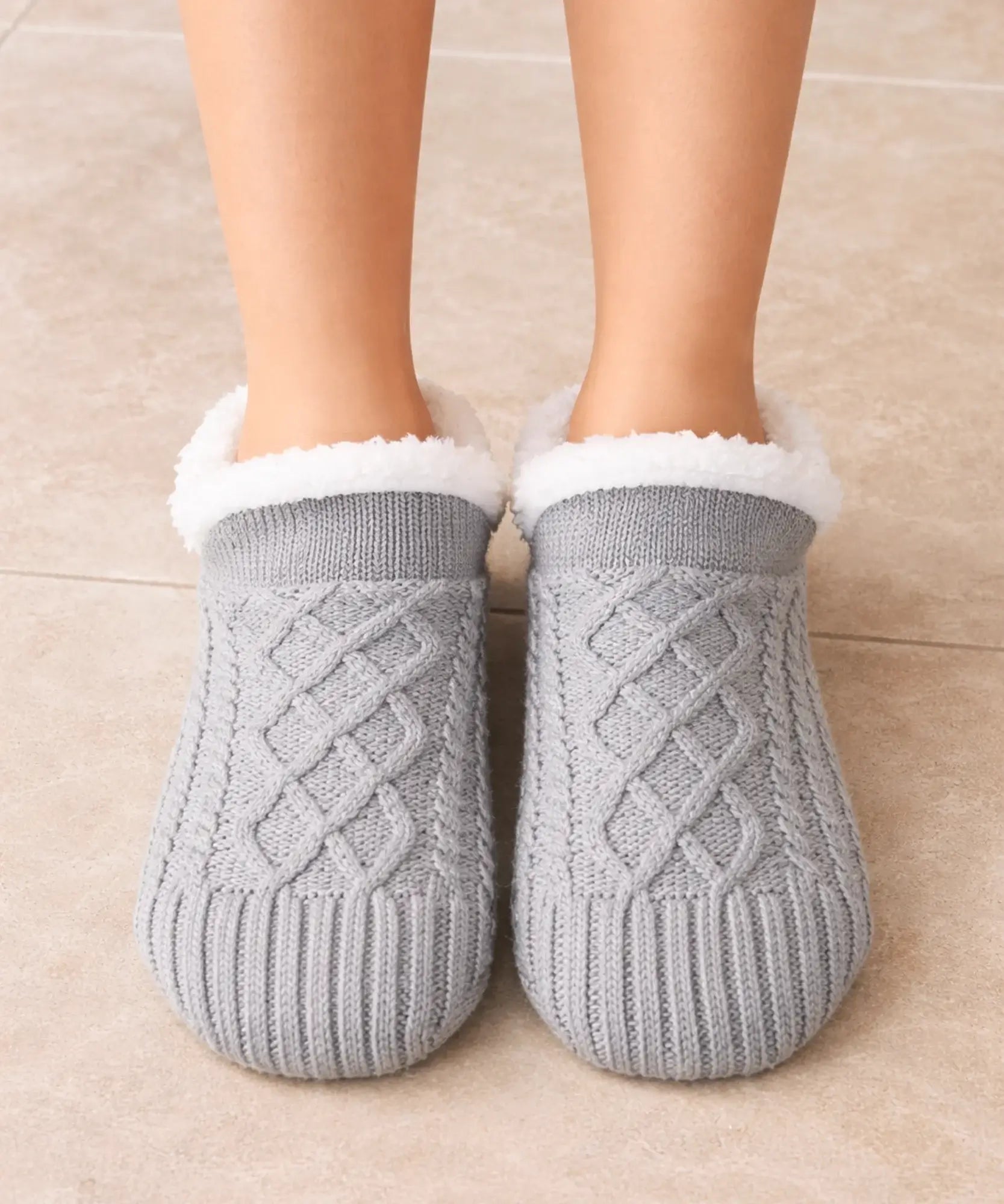  Comprar meia antiderrapante feminina tricot forro pelúcia térmica grossa inverno barato ANELLIMN 