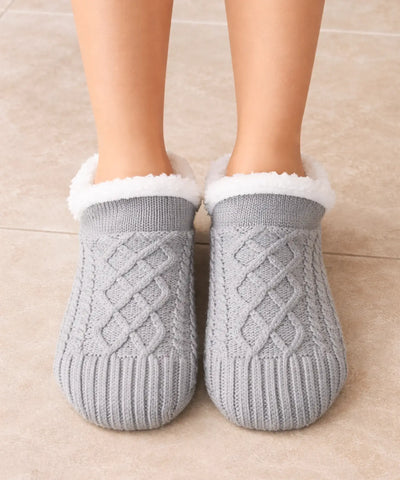  Comprar meia antiderrapante feminina tricot forro pelúcia térmica grossa inverno barato ANELLIMN 