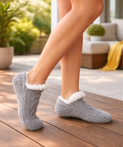  Comprar meia antiderrapante feminina tricot forro pelúcia térmica grossa inverno barato ANELLIMN 