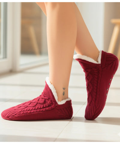  Comprar meia antiderrapante feminina tricot forro pelúcia térmica grossa inverno barato ANELLIMN 