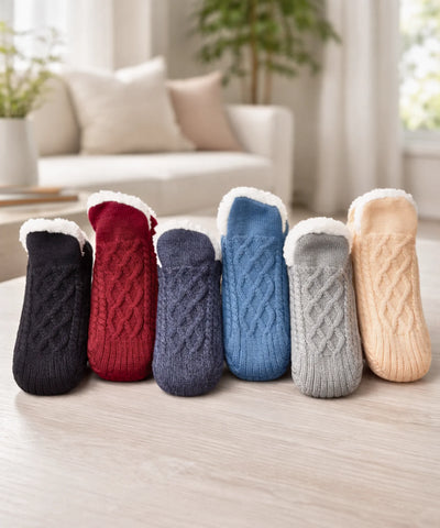  Comprar meia antiderrapante feminina tricot forro pelúcia térmica grossa inverno barato ANELLIMN 