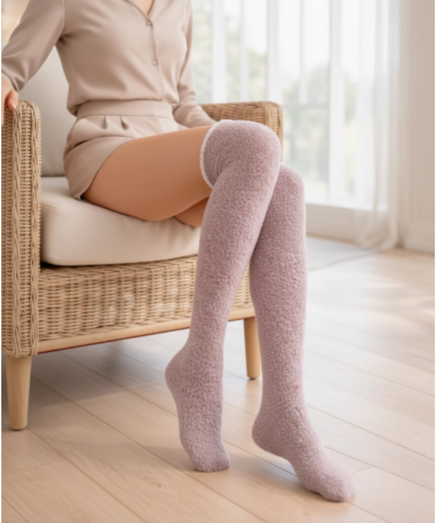 Comprar meia peluciada térmica feminina cano alto macia aquecimento inverno barato promoção frete grátis
