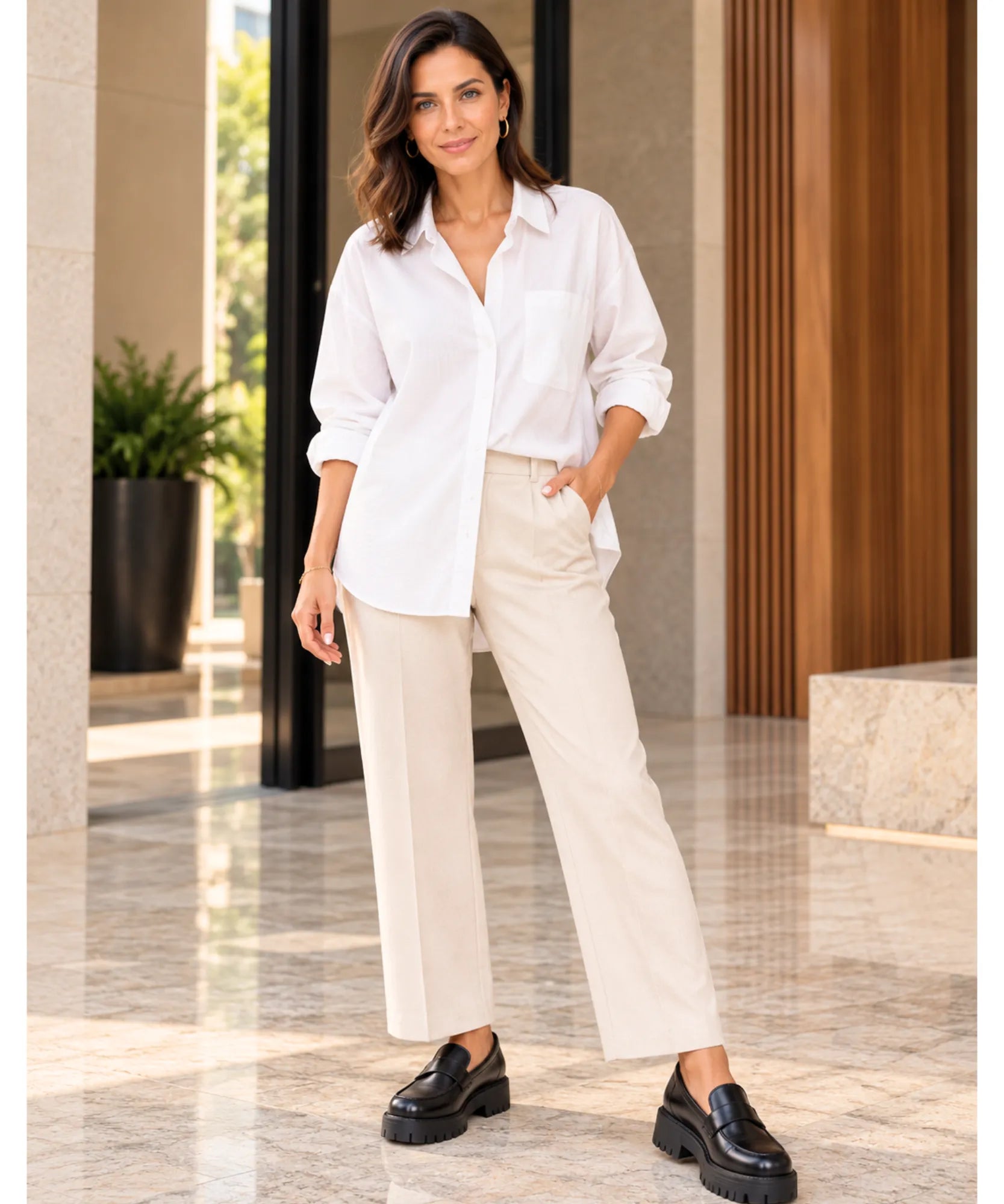 Comprar mocassim tratorado feminino preto look trabalho em promoção Anellimn