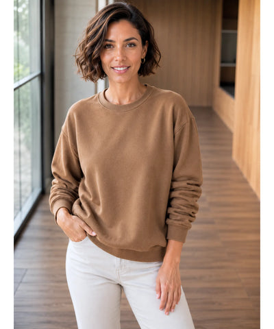 Comprar moletom feminino grosso com forro flanelado roxo casual térmico confortável para inverno em promoção
