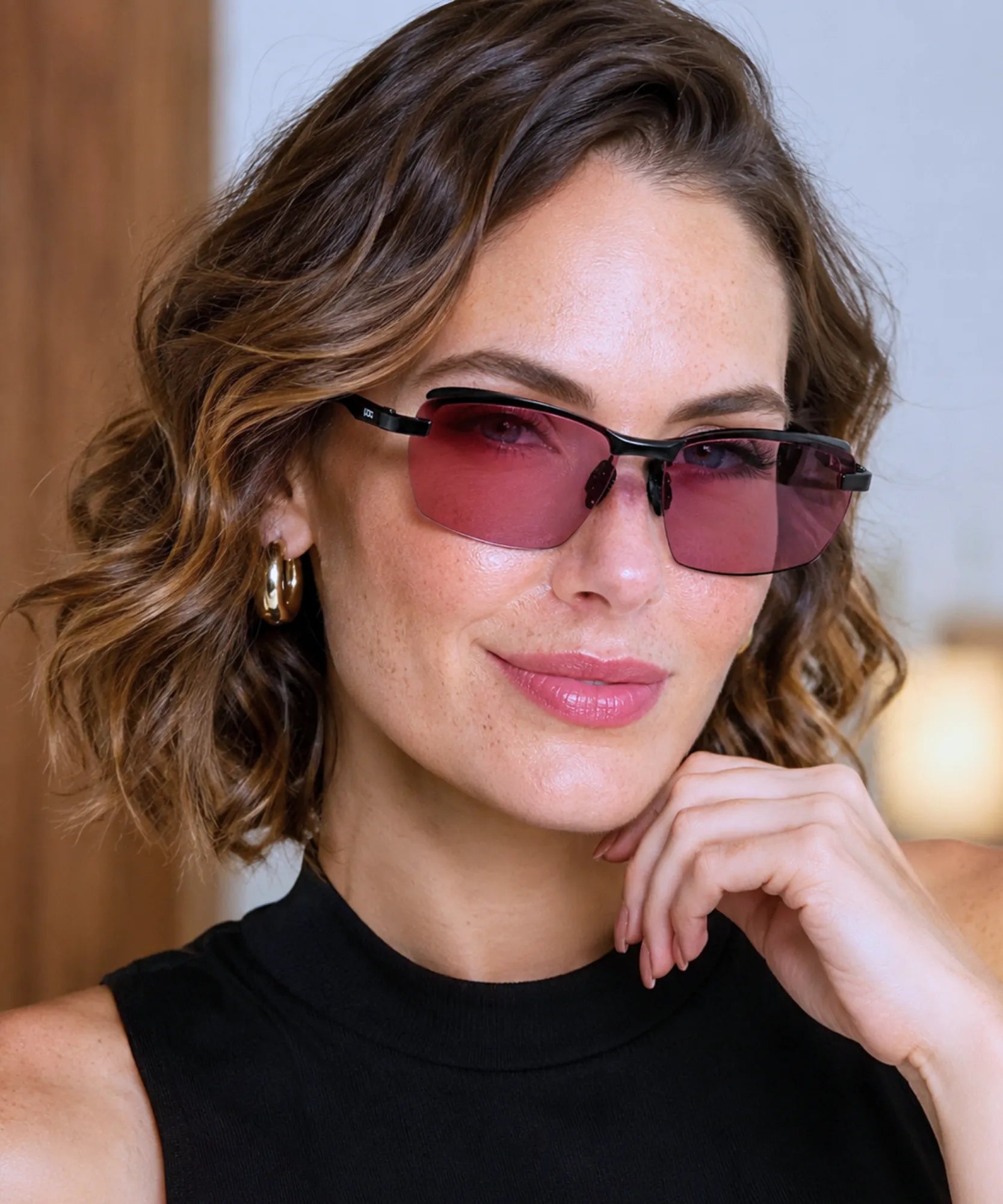 Comprar óculos de sol esportivo feminino vermelho casual em promoção Anellimn