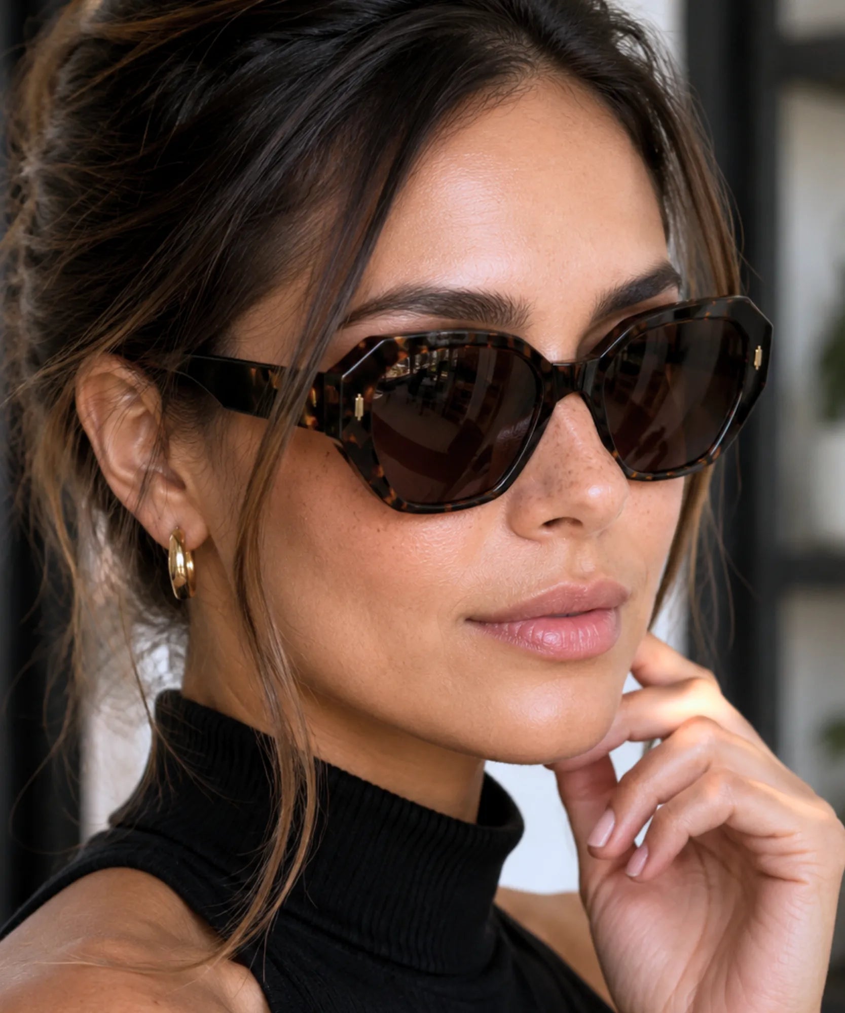 Comprar óculos de sol gatinho feminino tartaruga elegante em promoção Anellimn