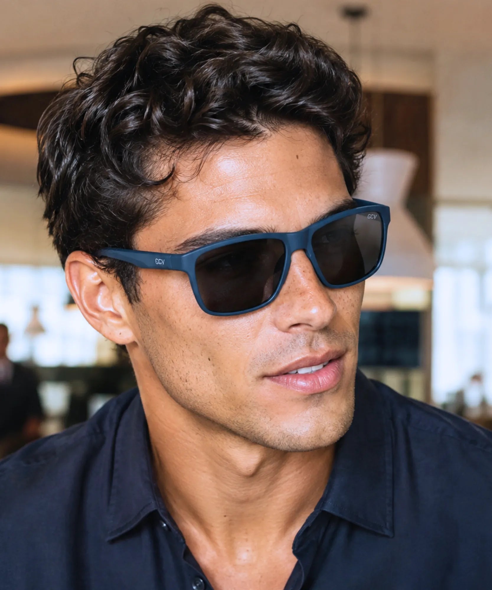 Comprar óculos de sol masculino esportivo azul cinza casual em promoção Anellimn