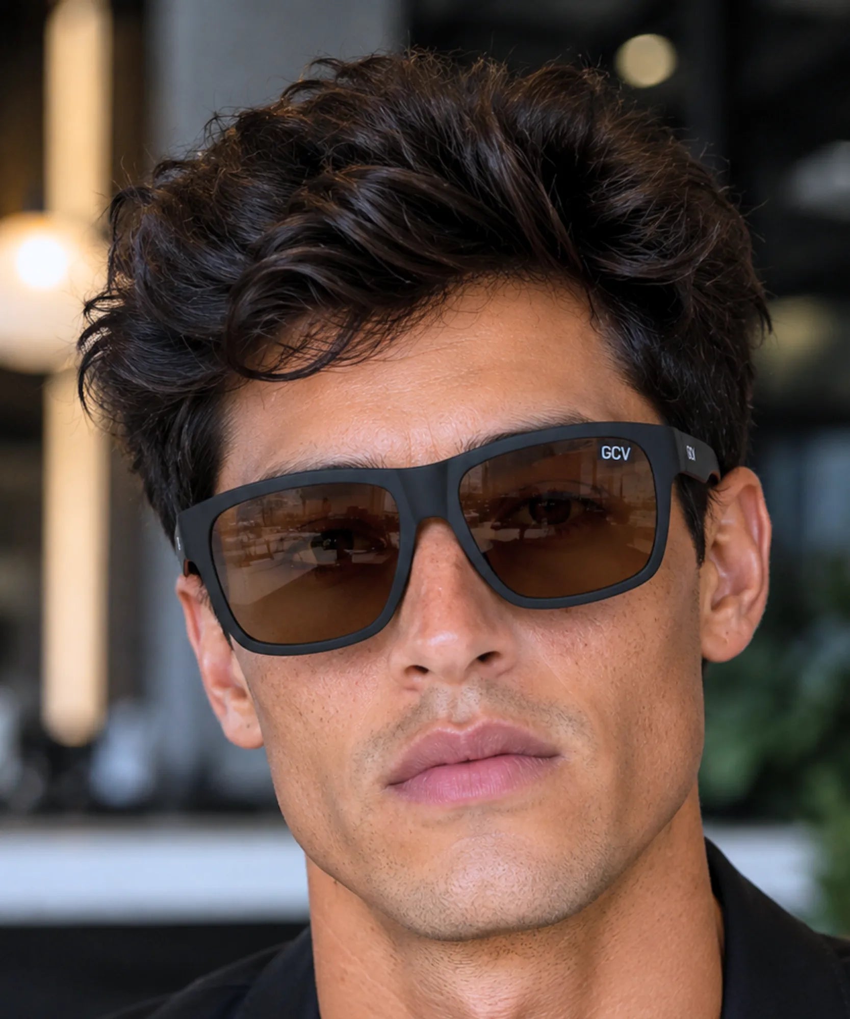 Comprar óculos de sol masculino esportivo chá em promoção Anellimn