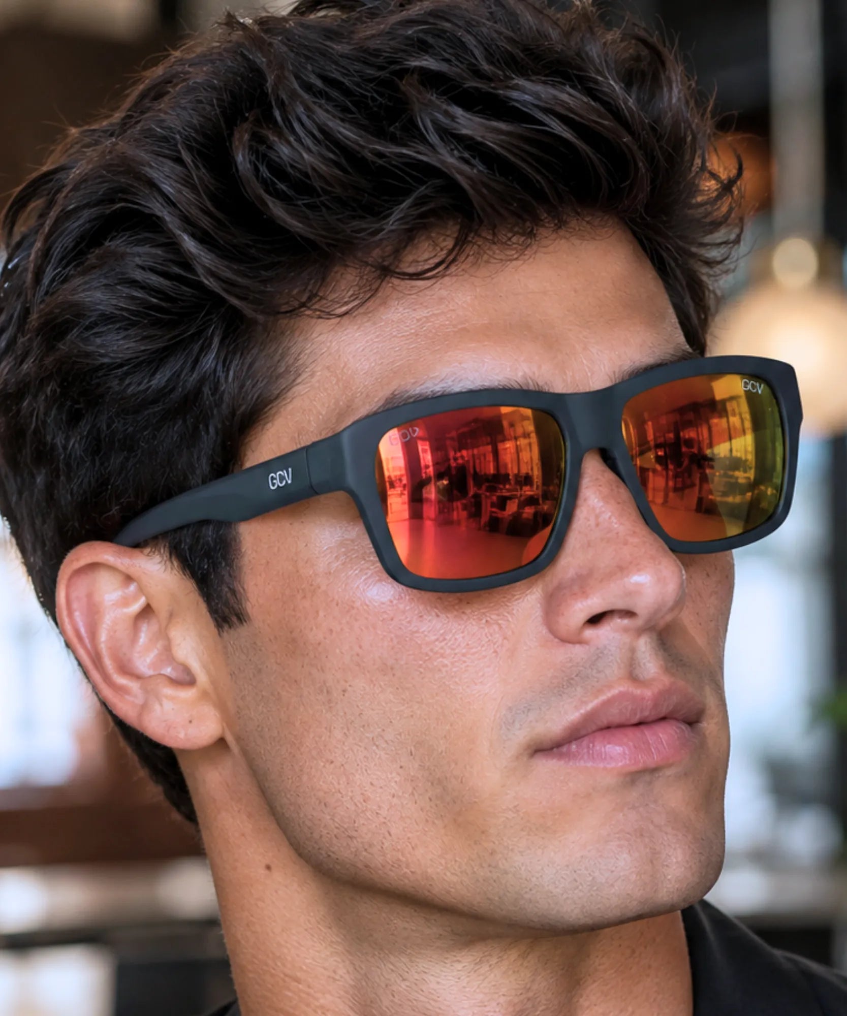 Comprar óculos de sol masculino esportivo vermelho espelhado em promoção Anellimn