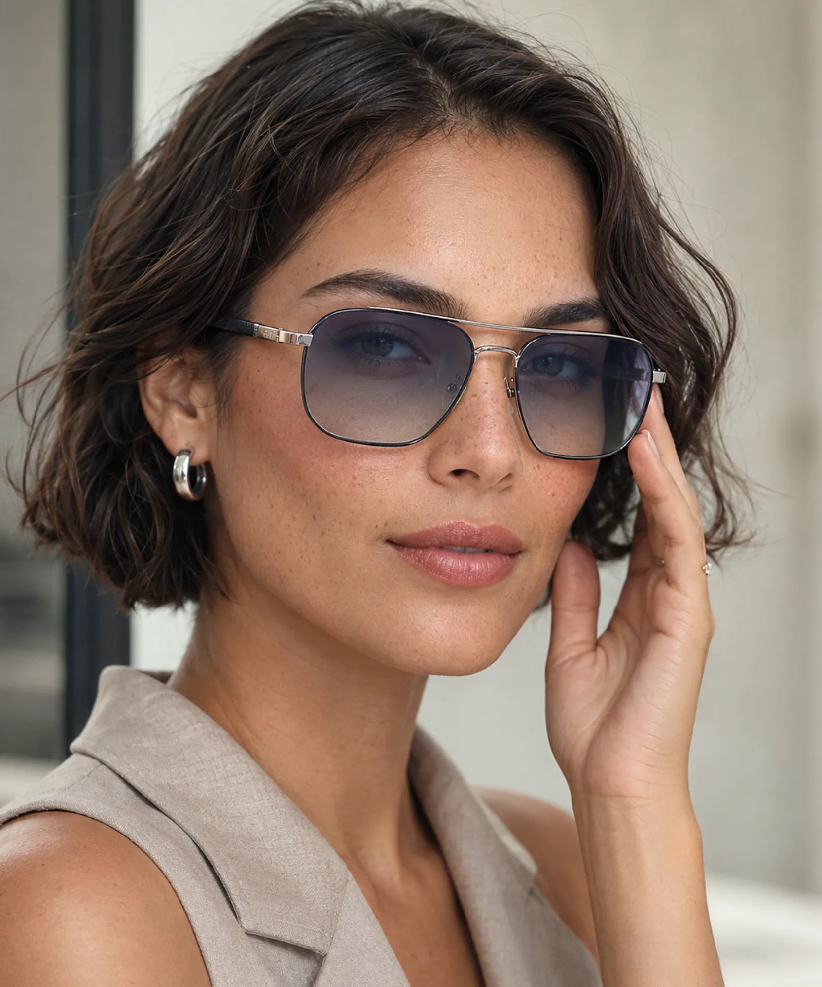 Comprar óculos de sol quadrado feminino azul condução em promoção Anellimn