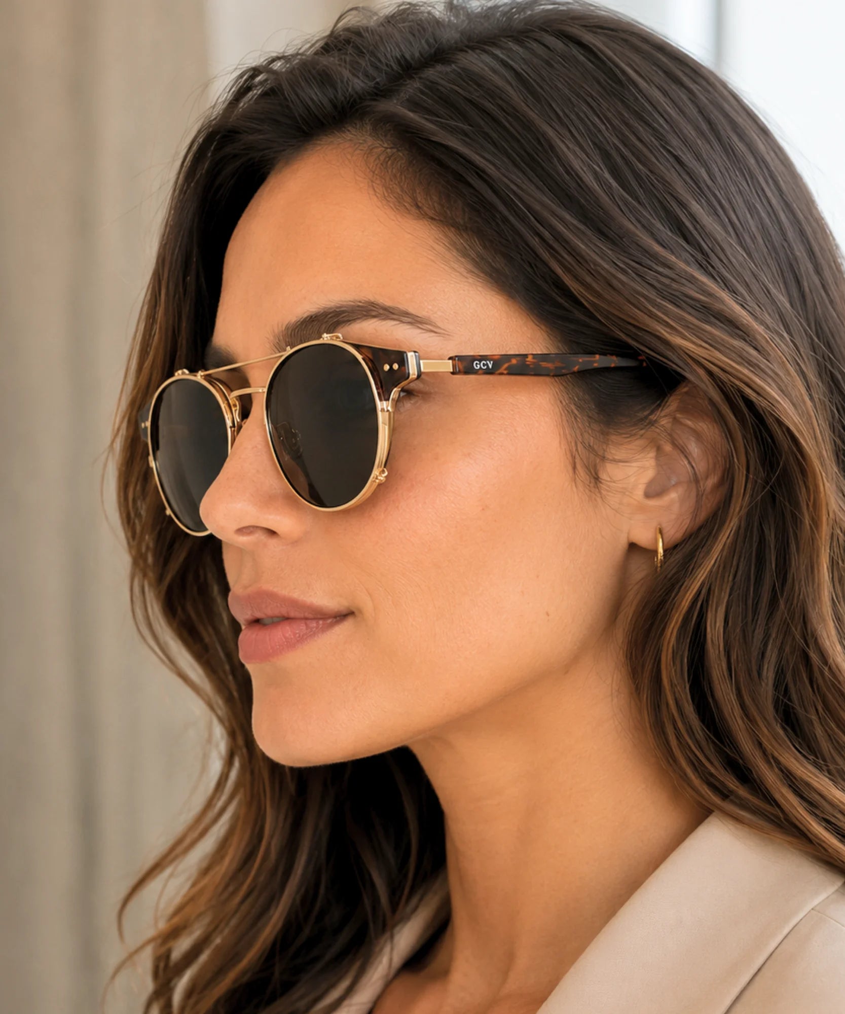 Comprar óculos de sol redondo polarizado clip on removível UV400 armação acetato metal vintage unissex barato em promoção