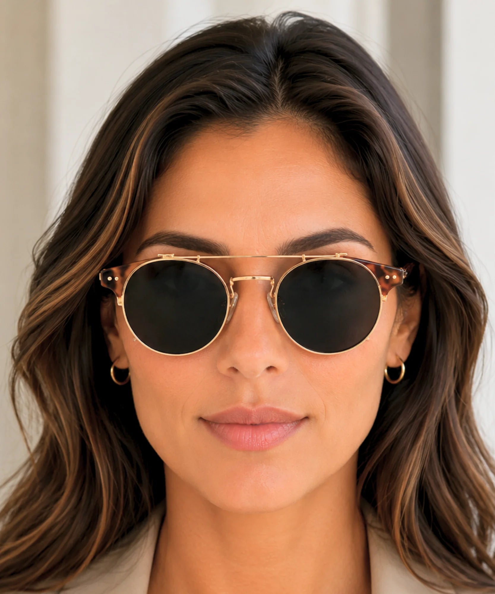 Comprar óculos de sol redondo polarizado clip on removível UV400 armação acetato metal vintage unissex barato em promoção