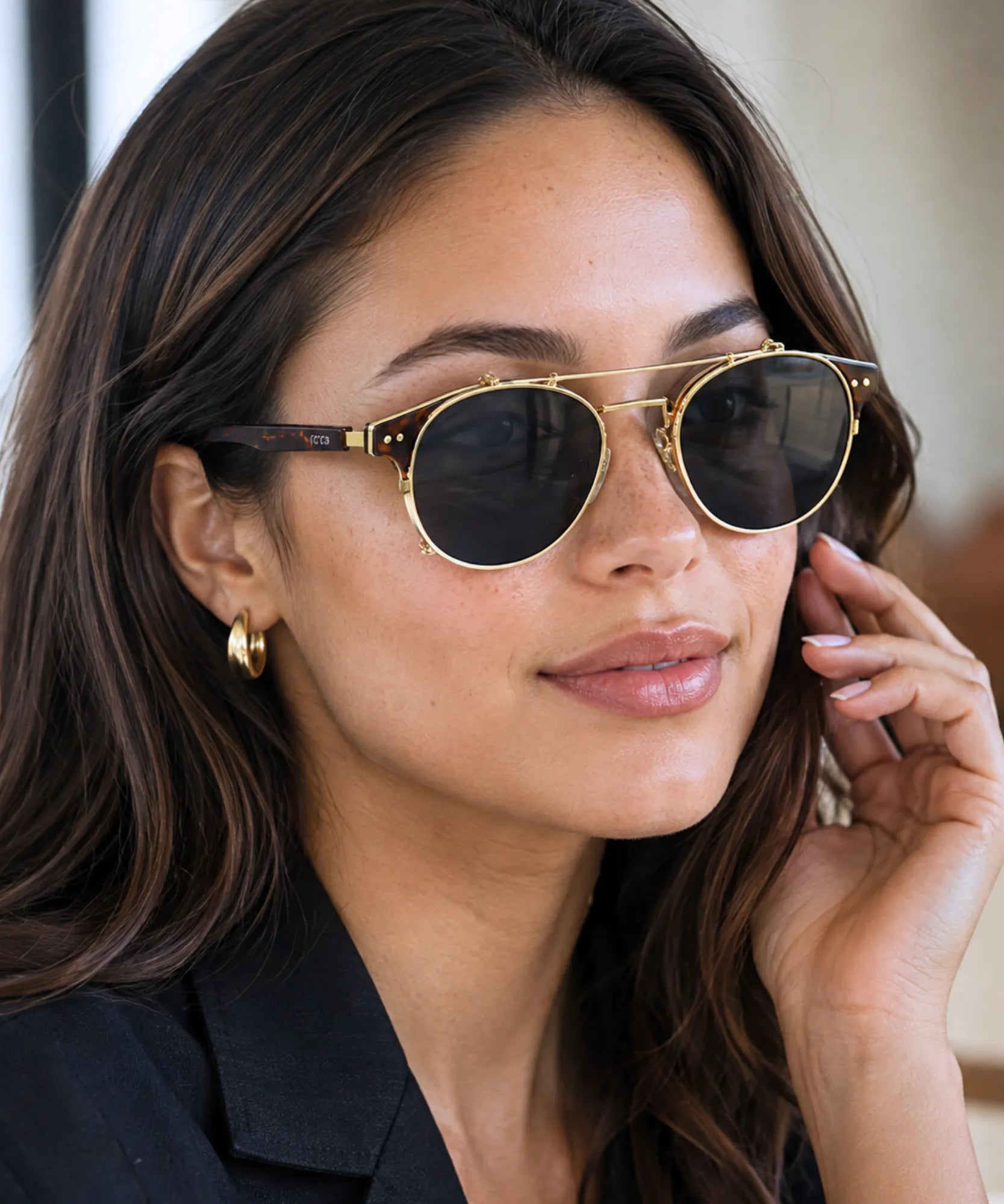 Comprar óculos de sol redondo polarizado clip on removível UV400 armação acetato metal vintage unissex barato em promoção ANELLIMN