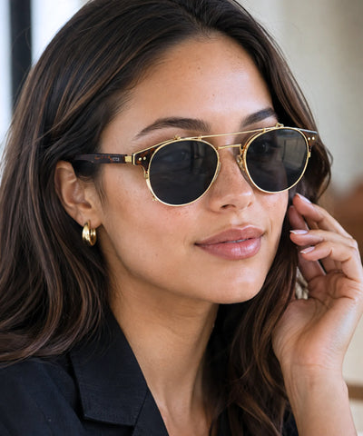 Comprar óculos de sol redondo polarizado clip on removível UV400 armação acetato metal vintage unissex barato em promoção ANELLIMN